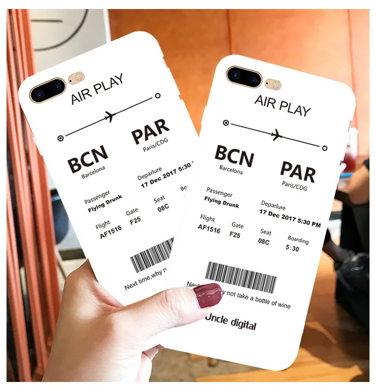 Retro Simple Paris boarding pass travel record Phone case silicone cover for coque iPhone 7 7 Plus 6 8 6s Plus X XR xs max case