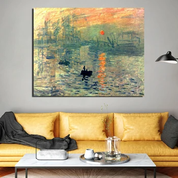 

Claude Monet Rising Sun Canvas Painting Prints Living Room Home Decoration Modern Wall Art Oil Painting Posters Pictures Artwork