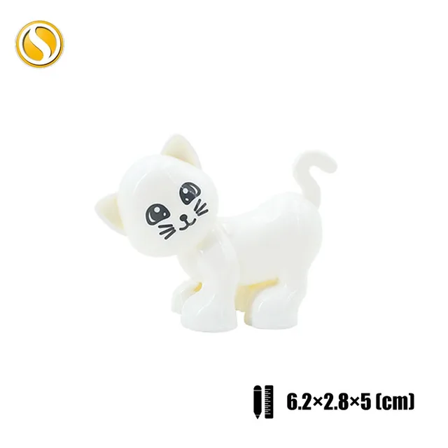 Original Big Size Assemble Building Blocks Accessory Toys For Children Compatible Big Size Animals Sets Zoo Bricks Baby Gifts White cat