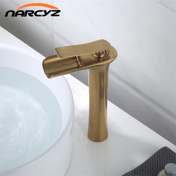 

Basin Faucets Nickel Gold Bathroom Faucet Waterfall faucets Single Hole Cold and Hot Water Tap Basin Faucet Mixer Taps XT848