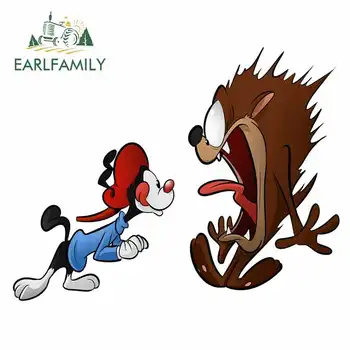 

EARLFAMILY 13cm x 10.2cm Vinyl Car Sticker Comical Decal For Frightened Taz Scratch-Proof Sticker Street Signs Anime