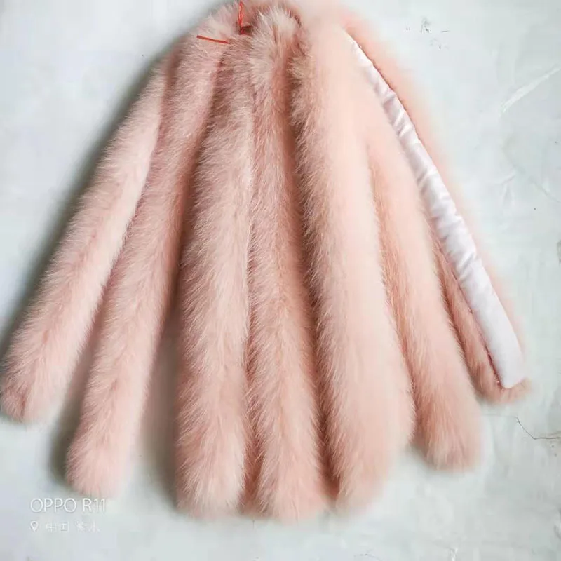 Qearlstar натуральный Лисий меховой воротник натуральный мех шарфы для женщин зимние мужские куртки пальто Теплый Розовый Белый Серый шаль 70 см Zxx688 - Цвет: dark pink 75cm-11.5