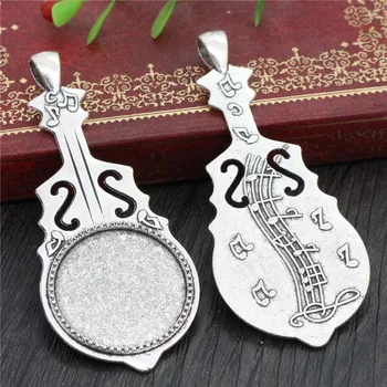 

New Fashion 3pcs 25mm Inner Size Antique Silver Plated Violin Cabochon Base Setting Charms Pendant (A3-55)