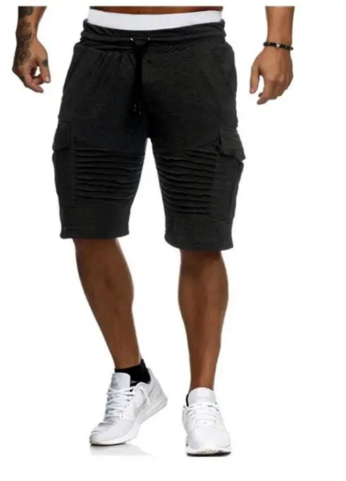 HoT Summer Jogger Sporting Thin Men Black Bodybuilding Short Pants Male Cotton Casual Black and White Hip-hop Shorts