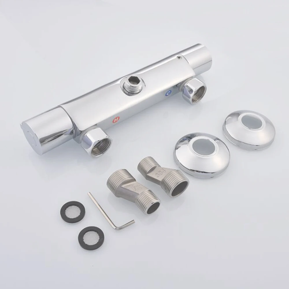 Hot Selling Thermostatic Chrome Brass Bath Mixer Tap Shower Faucet Wall Mount Control Valve Bathroom Shower Faucet