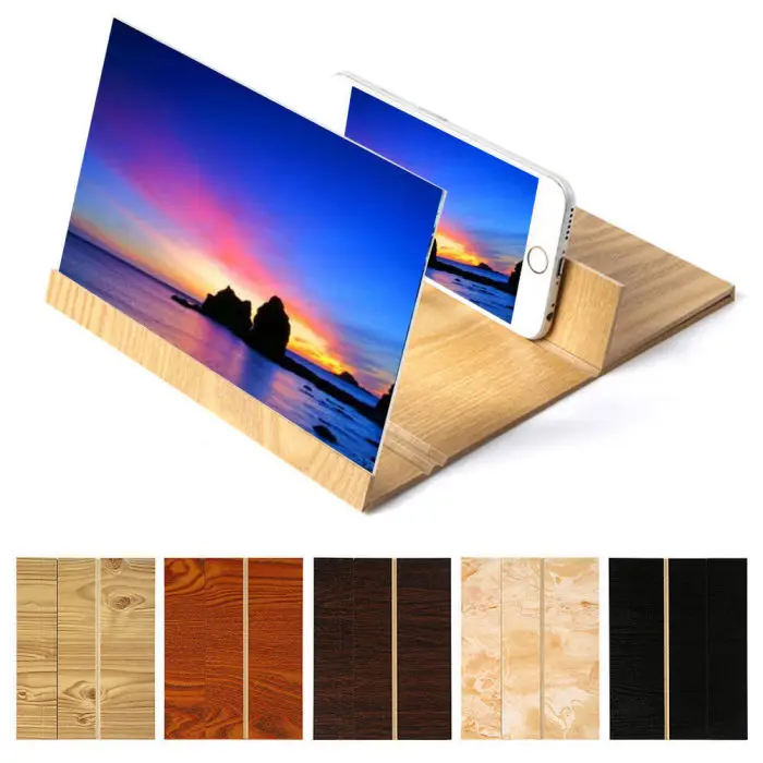 Portable Foldable Magnifier Screen 12 Inch Wood Bracket Phone Stand Holder OUJ99