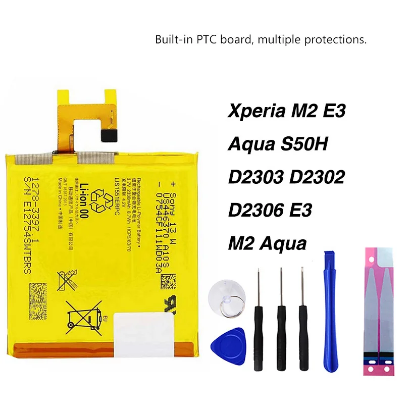 Оригинальный аккумулятор для Sony Xperia M2 E3 Aqua S50H D2303 D2302 D2306 2330 мАч | Мобильные