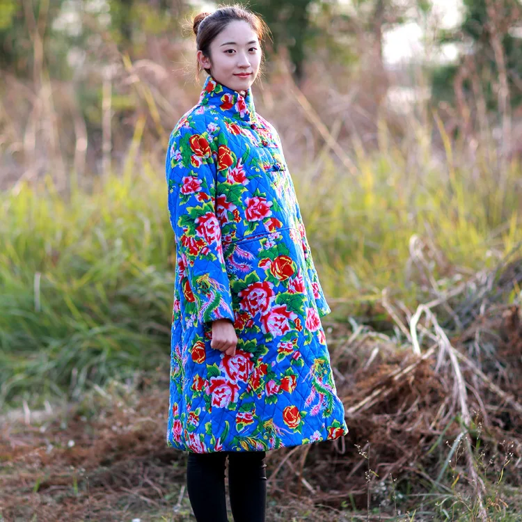 

Chuan shuo zhi yi Origional Design China Ethnic-Style WOMEN'S Dress Winter Stand Collar Chinese Style Large Robe Dress D320