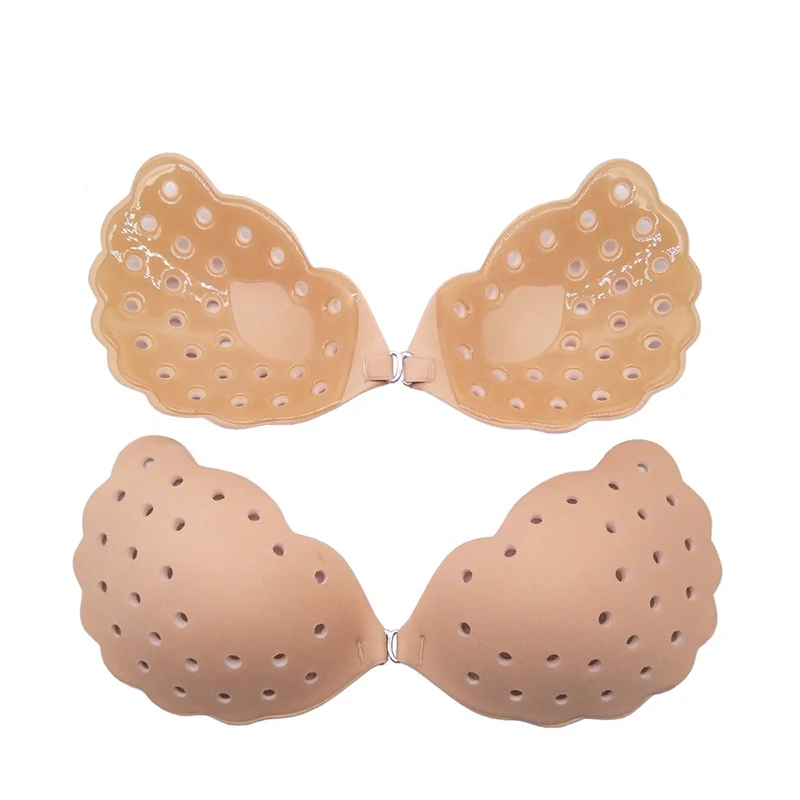 

GUMPRUN 2019 Sexy Lingerie Women Push Up Wing Silicone Bra Self Adhesive Seamless Bralette Strapless Front Buckle Invisible Bras