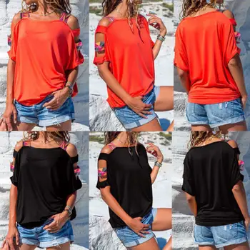 

Factory Direct Sales Fashion Boho Women Casual Summer Short Sleeve Solid Cotton Blouse Tops