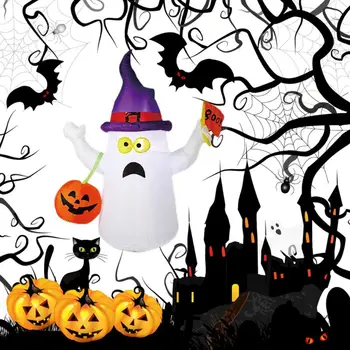 

4 ft Halloween Inflatable Blow Up Ghost with Boo Flag for Halloween Decoration Q6PD