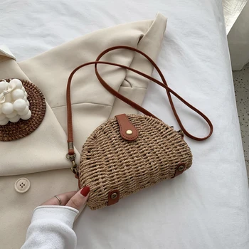 

Handmade Woven Small Straw Shoulder Messenger Crossbody Bags For Women 2020 Summer Beach Bag Lady Travel Handbags Cross Body Bag