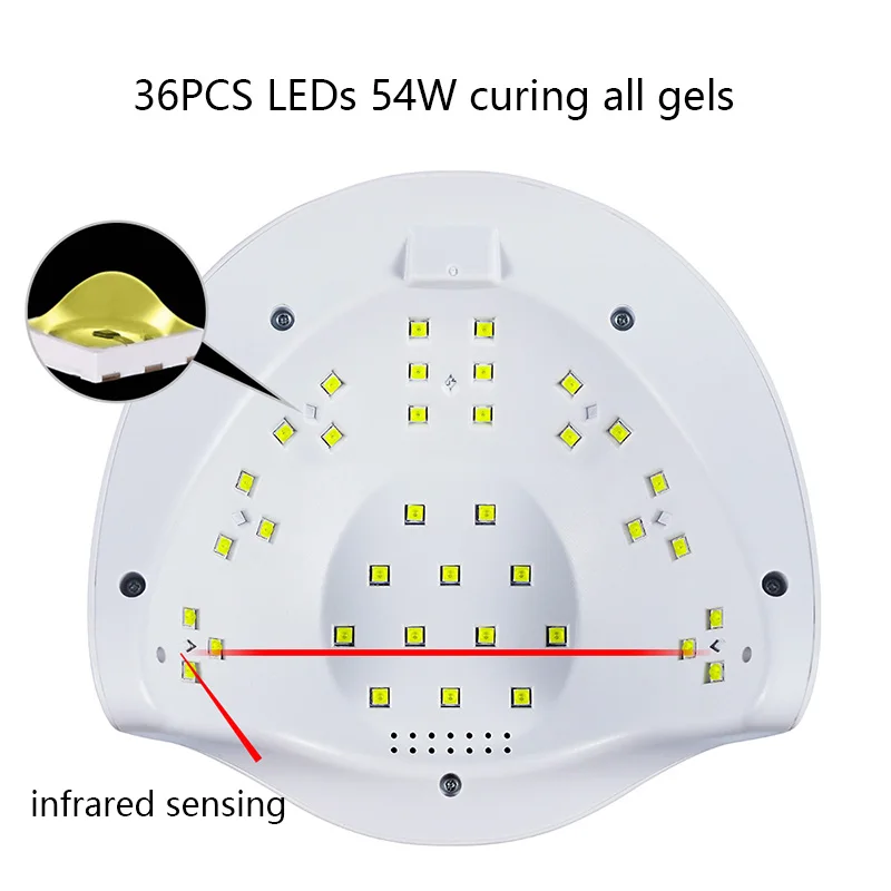 54 Вт Светодиодная УФ-лампа для ногтей Сушилка для ногтей лампа 36 светодиодный s солнечный свет отверждения всех гель-лаков УФ-гель Электрический Маникюр Педикюр сухой дизайн ногтей инструменты