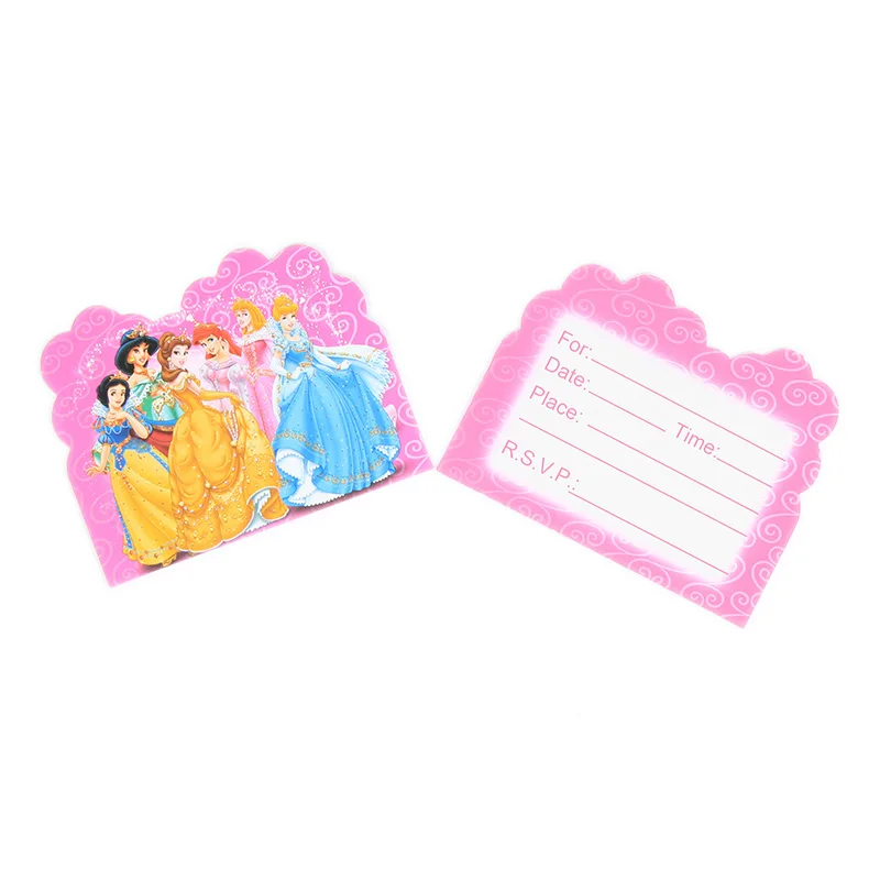invita card 10pcs 1 шт. скатерть Принцессы Дисней Белоснежка детские вечерние украшения на день рождения - Цвет: invita card 10pcs
