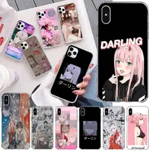 Dois querida na anime franxx caso de telefone para iphone 12 11 pro max mini xs max 8 7 6s plus x 5S se 2020 xr silicone macio capa