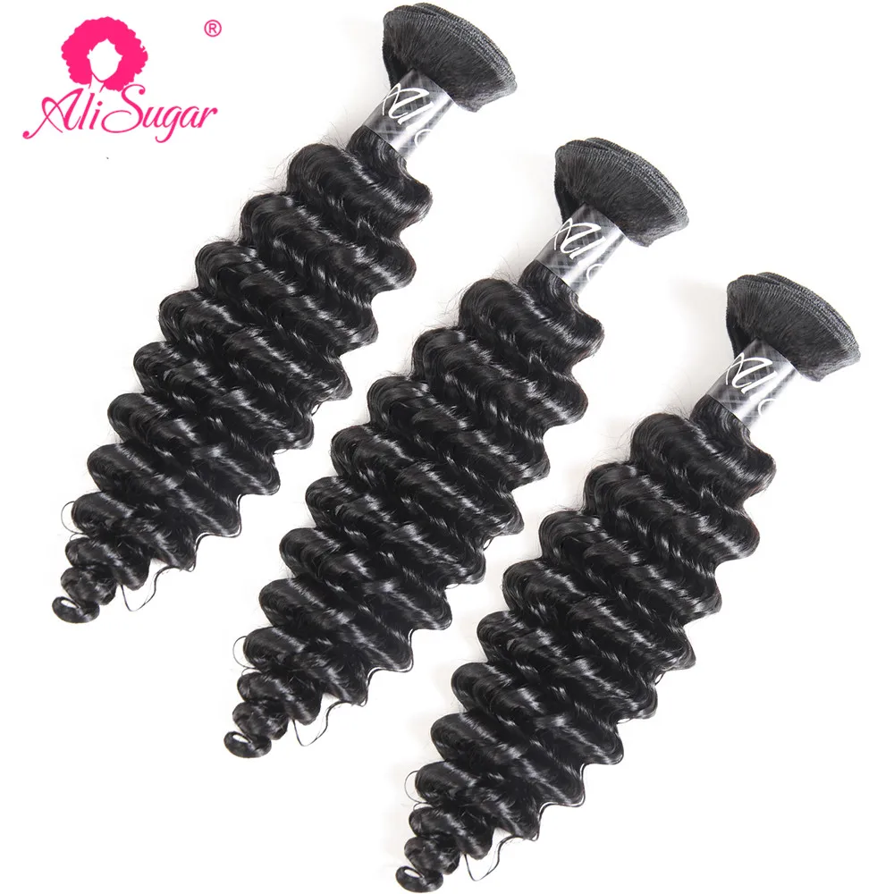 

Ali Sugar Virgin Hair Weave Peruvian Deep Wave 1/3 Bundles Natural Color 100% Raw Human Hair Free Shipping