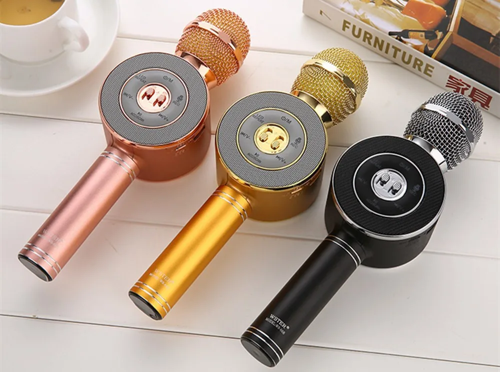 WS668 Bluetooth беспроводной микрофон караоке динамик KTV музыкальный плеер для вокала, с рекордером ручной микрофон