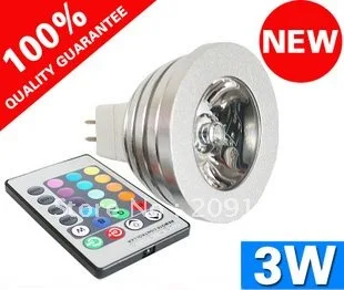 

mr16 3w led rgb bulb lamp spotlight 16 color changeable+IR remote controller free shipping