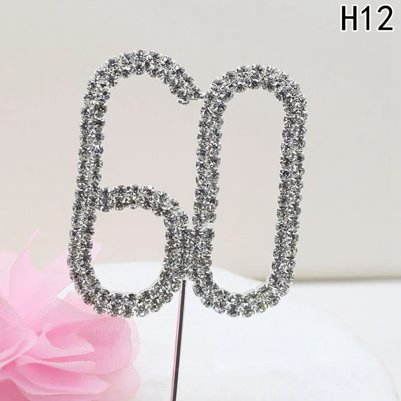 1 pcs High quality Crystal digital cake topper fork Features shiny wedding and Party decor accessories