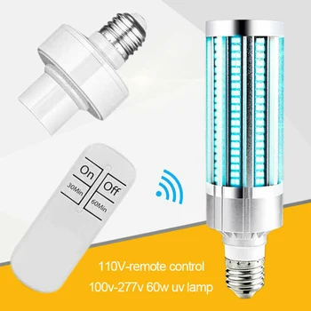 

Timing UV Disinfection Lamp Remote Control Bactericidal Led Hotel Hospital Corn Bulb Kill Mites Germicidal Sterilizer 60W E27