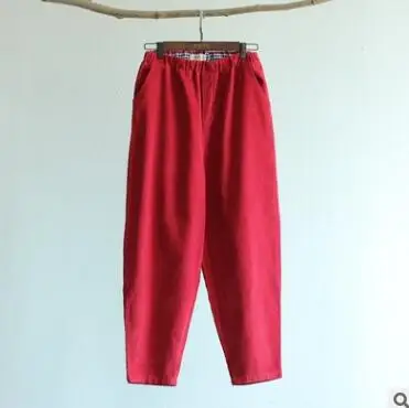 Женские вельветовые брюки осень весна Новые широкие брюки одноцветные повседневные модные женские брюки YoYiKamomo - Цвет: red