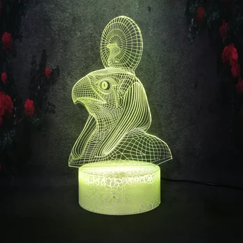 

Strange Pharaoh Cobra & Falcon Dress Up Magic Figure Decor Night Light Halloween Ghost Festival Horror Atmosphere 3D Crack Lamp