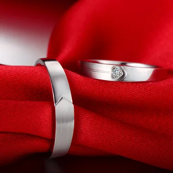 

18K White Gold 0.05 carat Diamond Couple Set Rings Wedding Bands Engagement Rings for Men Women