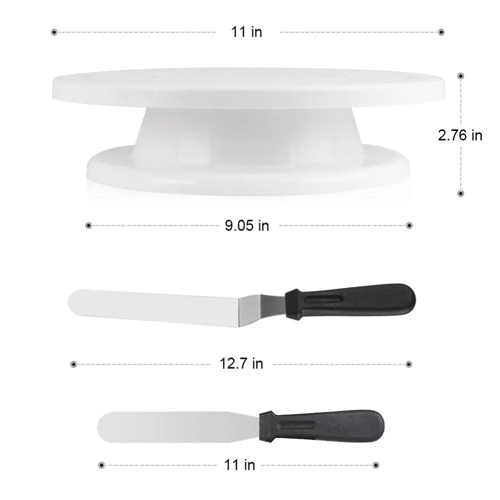  Cake Decorating Kit Set Baking Accessories Turntable Stands Cake Tips Icing Smoother Spatula Piping