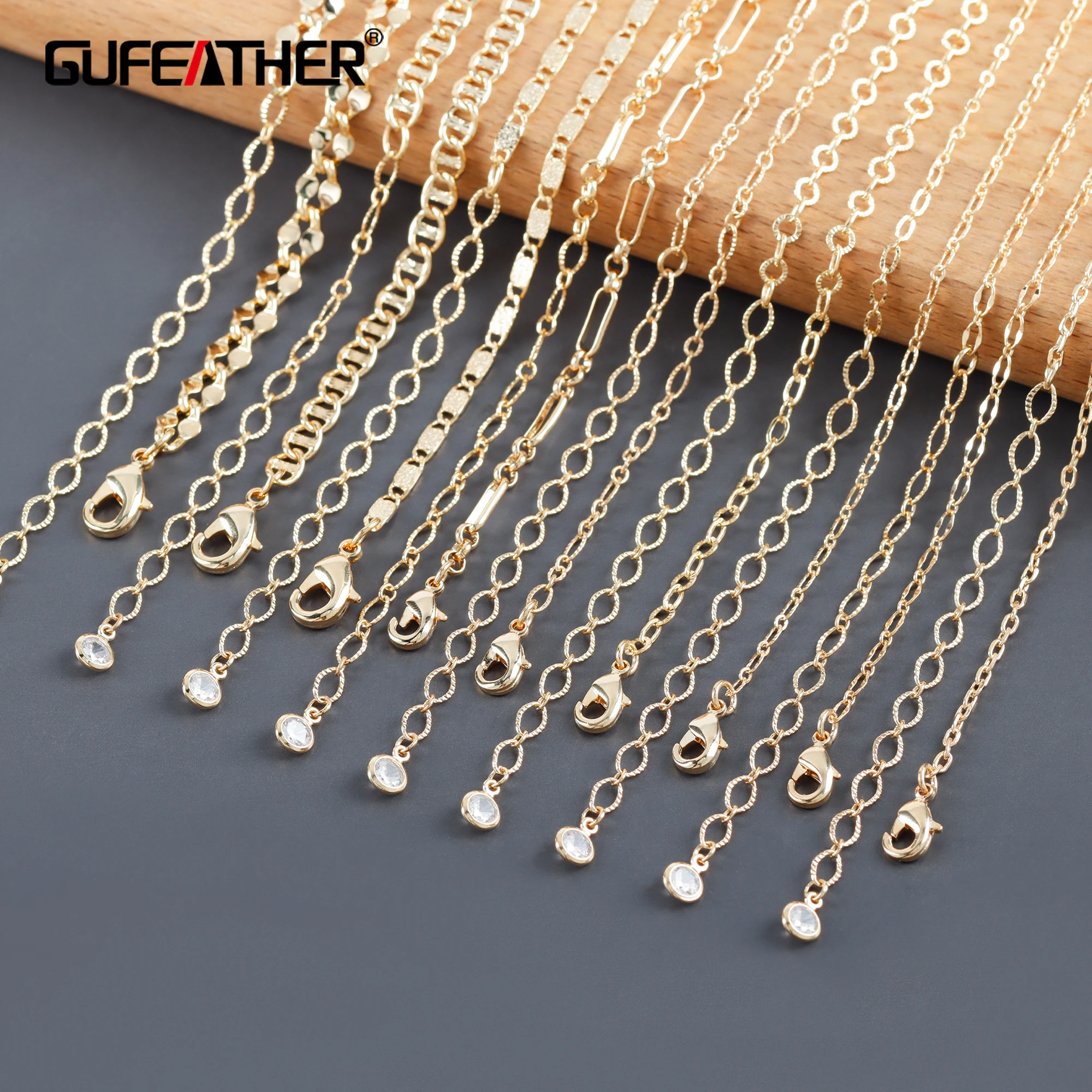 

GUFEATHER M1053,diy chain,necklace for women,jewelry making,18k gold plated,copper metal,fashion chain,necklace jewelry,1pcs/lot