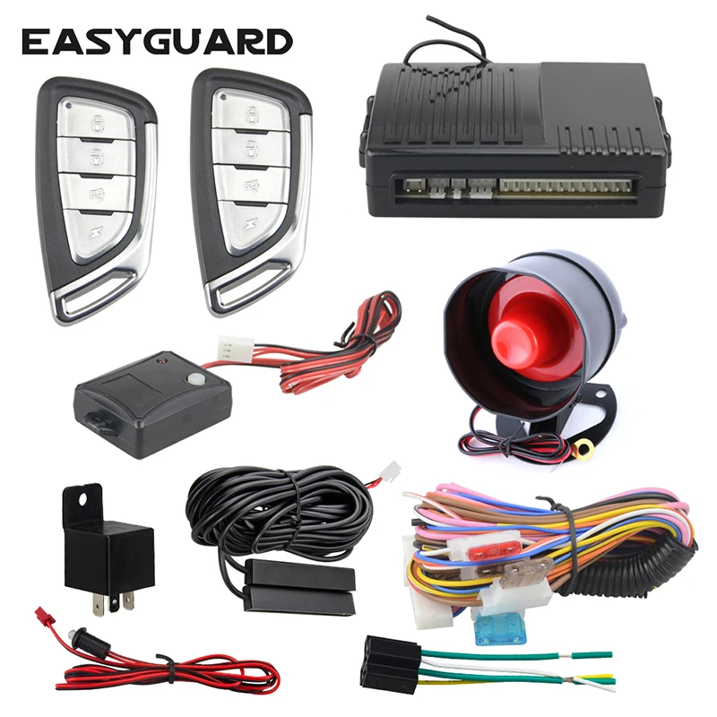 

EASYGUARD EC001NP 1 Way car Alarm System with PKE-Passive keyless Entry, Remote Trunk Release, Anti-hijacking and Shock Sensor