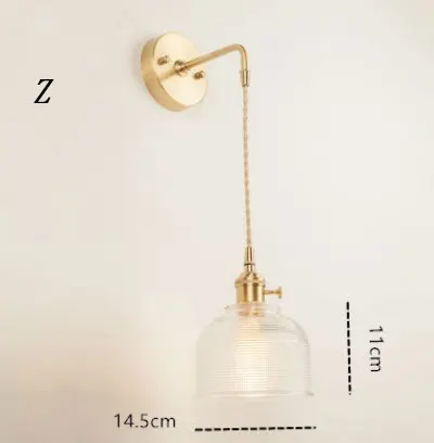 Стеклянная настенная лампа, прижимающая линию, прозрачная настенная бра, освещение, нордический настенный светильник, медный настенный светильник, Прозрачный Абажур для спальни - Lampshade Color: Z