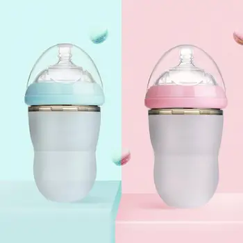 

220ml Newborn Baby Milk Bottle Breastmilk Bottle Wide Neck Soft Silicone Feeding Milk Warmer