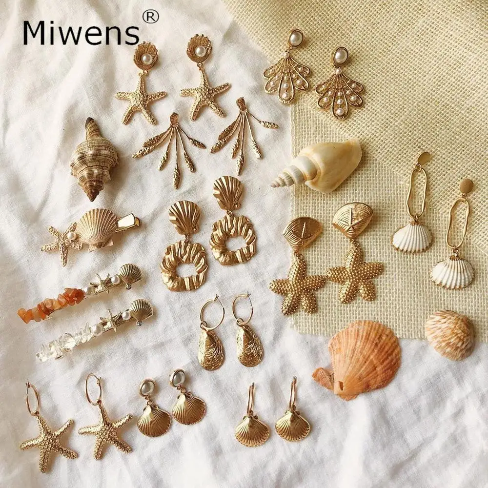 

Miwens Vintage Metal Star Dangle Earrings For Women Geometric Maxi Shell Statement Drop Earrings Charm Butterfly Brincos Jewelry