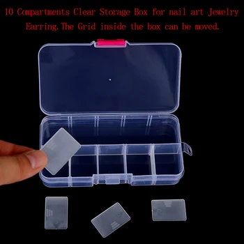 

10 Grids Plastic Adjustable Jewelry Storage Box Organizer Transparent Beads Pills Nail Tips Coins Storage Case
