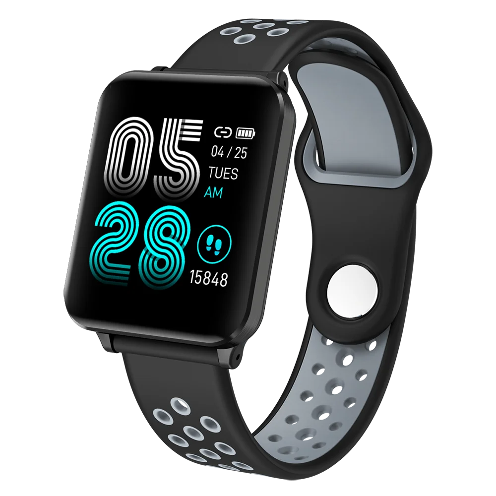 P1 smart watch для мужчин женщин сердечного ритма крови Давление мониторинг вызова сообщение поиск устройства gps Фитнес трекер - Цвет: Серый