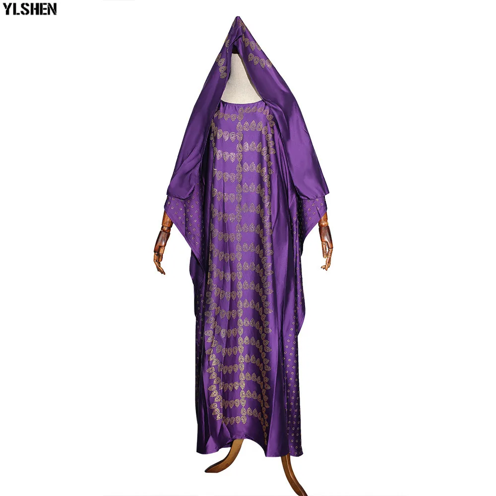 Африканские платья для женщин Дашики африканская одежда абайя Дубайский хиджаб мусульманское длинное платье кафтан бубоу халат Африканское платье для леди - Цвет: Purple
