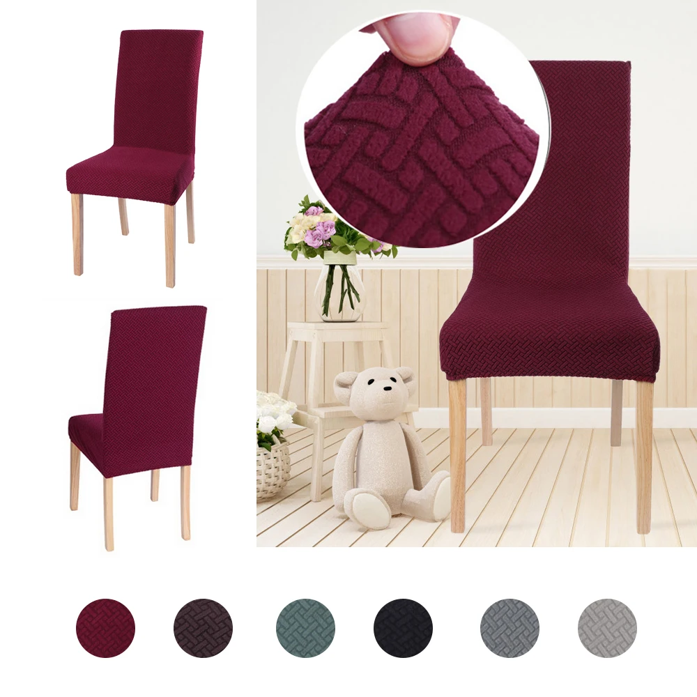 

1/2/4/6Pcs Jacquard Dining Chair Cover Spandex Protector Case for Chair Seat Elastic Stretch Kitchen Dining Room Chair Slipcover