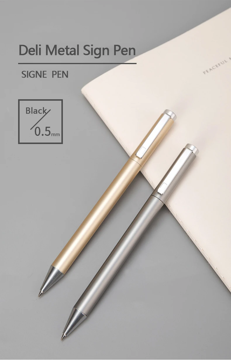 Elegant Deli Metal Gel Pen - Gold & Silver, 0.5mm Premium Refill, Black Ink