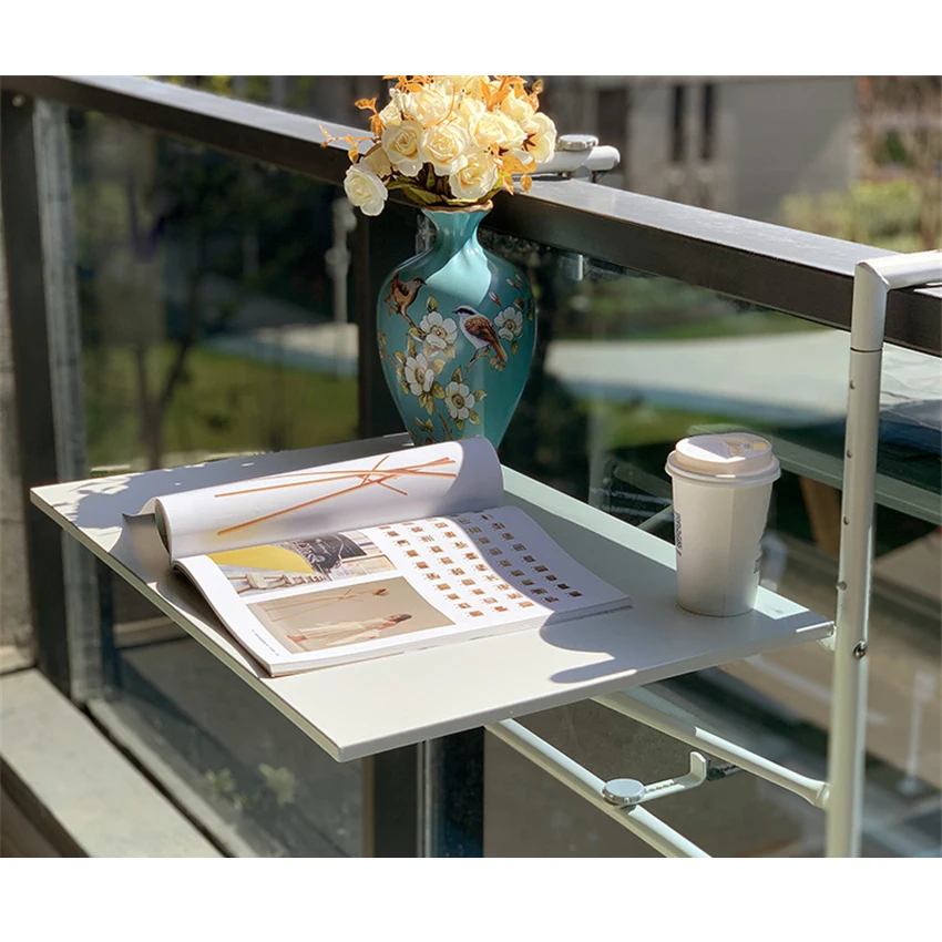 

HIR1371 Small Mini European Modern Simple Garden Balcony Railing Metal Carbon Steel Wall Mounted Folding Hanging Learning Table