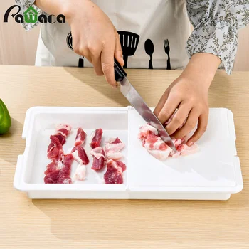 

3-in-1 Foldable Kitchen Chopping Board Meat Vegatable Drainer Washing Tray Storage Drawer Multifunctional Cutting Board Portable