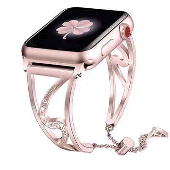 

Women Diamond watch strap Stainless Steel strap for iwatch Bands For Apple Watch 38mm 40mm 42mm 44mm Bracelet Series 4/3/2/1