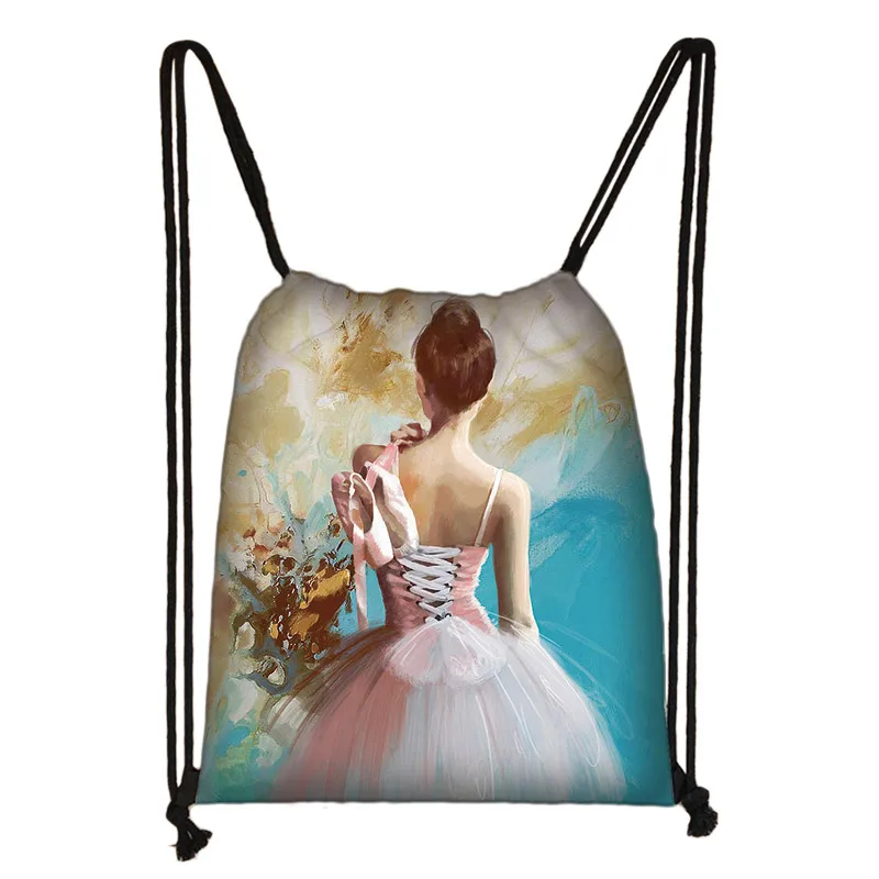 SKD-BL01 Мультфильм балетные танцы девушки drawstring сумка женские модные сумки для хранения подростков девочек рюкзак дети bookbag - Цвет: SKD-BL01