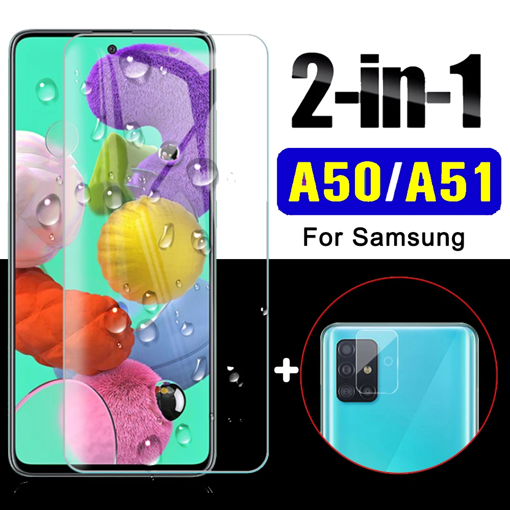 Закаленное стекло для samsung a50 2 в 1 Защита экрана galaxy a51 51a a 51 50 50a защитная пленка