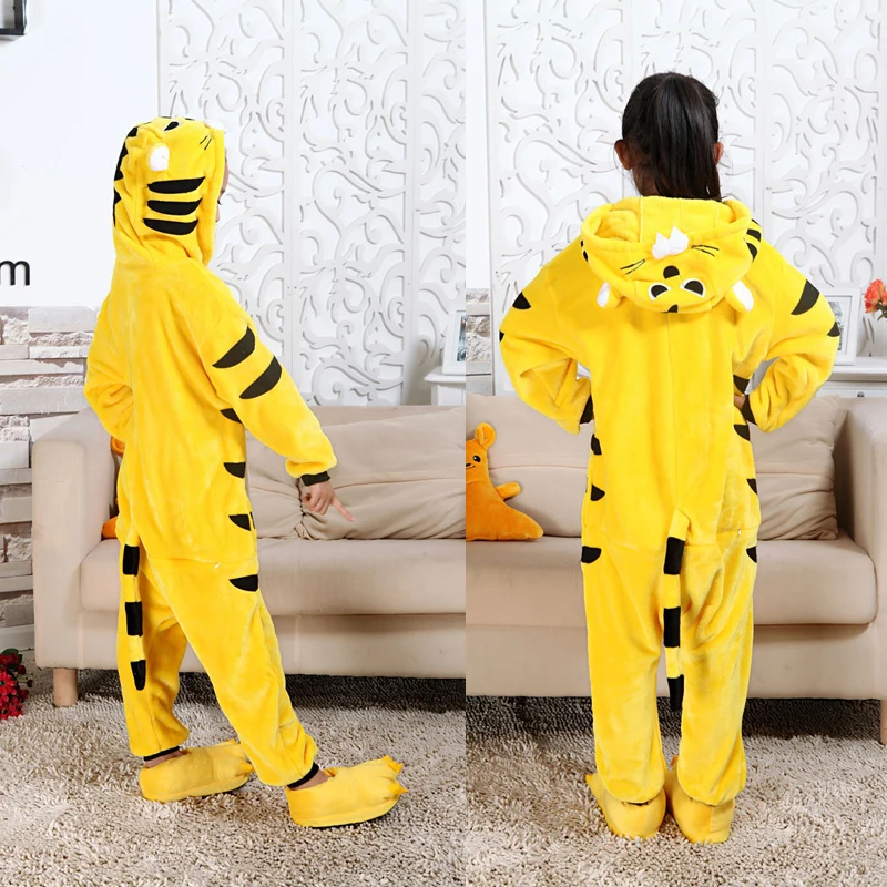 

Tiger Pajamas for Boys Girls Pajamas Cartoon Children Onesies Hooded Kigurumi Kids Sleepwear Cosplay Baby Pijamas for 4-12T