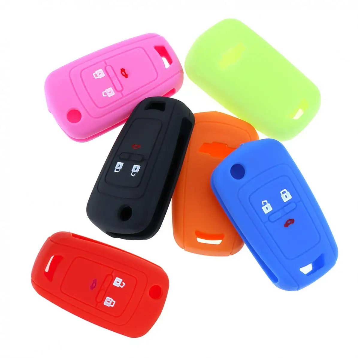 

6 Colors 3 Buttons Silicone Car Remote Key Cover Case for Chevrolet Cruze Spark Onix Silverado Volt Camaro Aveo Sonic