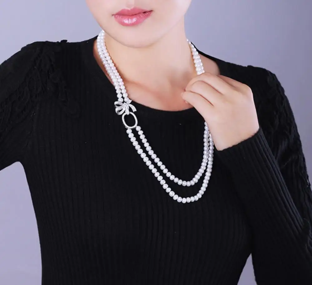 

Two Strands 9-10mm South Sea Round Whitepearl Necklace 18-19"