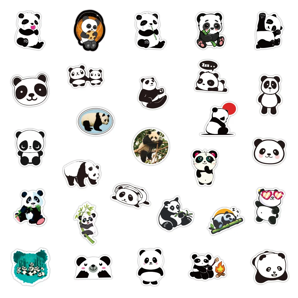 10/50pcs Small Panda Stickers Classic Graffiti For Suitcase Cool Laptop Skateboard Cartoon Toy Luggage Cute Animal Panda Decals