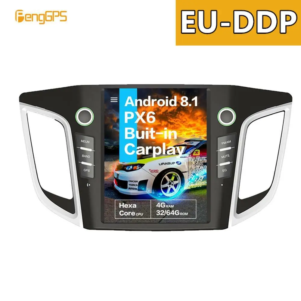 

10.4''Tesla Android 8.1 PX6 4+32GB voice control Built-in CARPLAY Car Radio For HYUNDAI IX25/CRETA 2014-2018 GPS Navigation