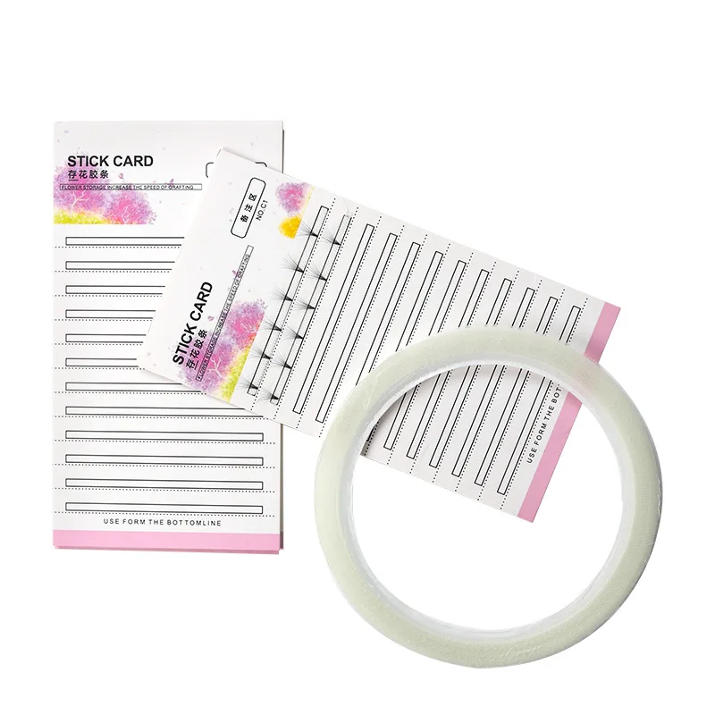 Grafting Blossom Stick Eyelash Extension Storage Card Grafted Premade Fans Volume Lash Sticky Strip Tape False Eyelashes 10Pcs