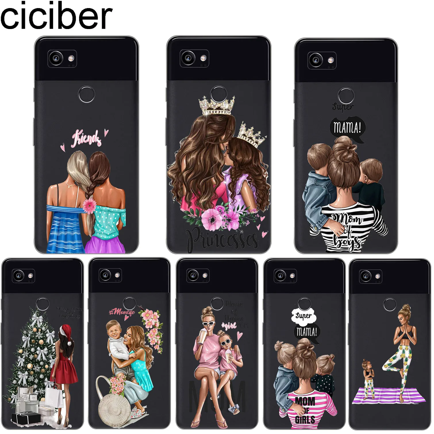 Чехол для телефона ciciber Super mom Queen Girls Google Pixel 3 4 3a 2 XL Мягкая силиконовая задняя